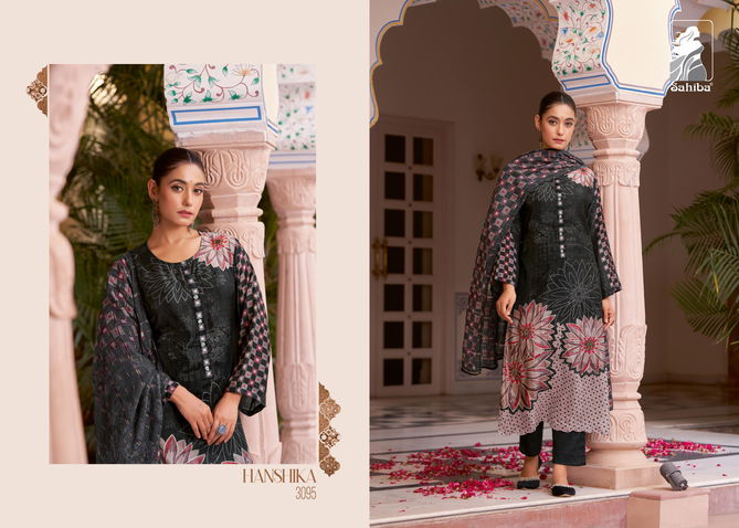 Hanshika By Sahiba Handwork Muslin Silk Printed Cotton Dress Material Orders In India